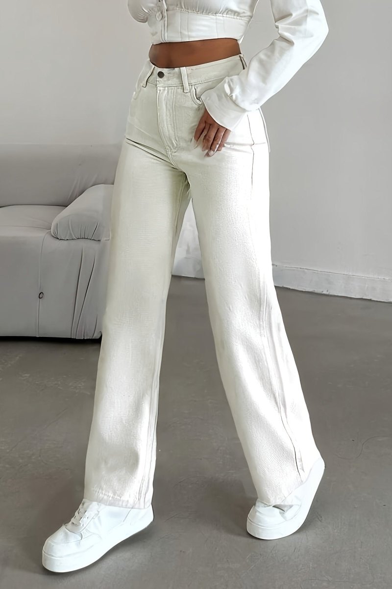 KARLY – White Stretch Straight-Leg Jeans