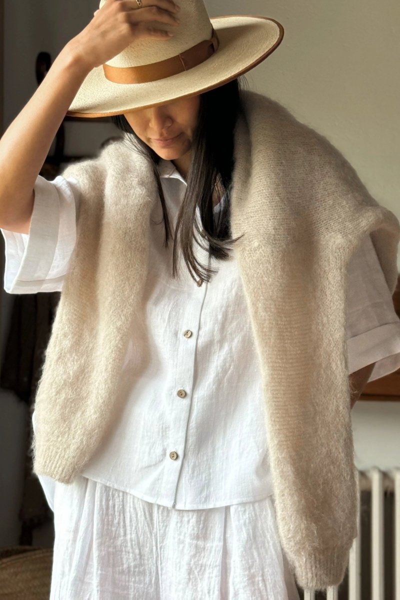 KALINDI – Plus Size Draped Linen Lapel Shirt