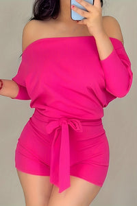 Ainslie – Solid Color Casual Jumpsuit Shorts with Batwing Grace