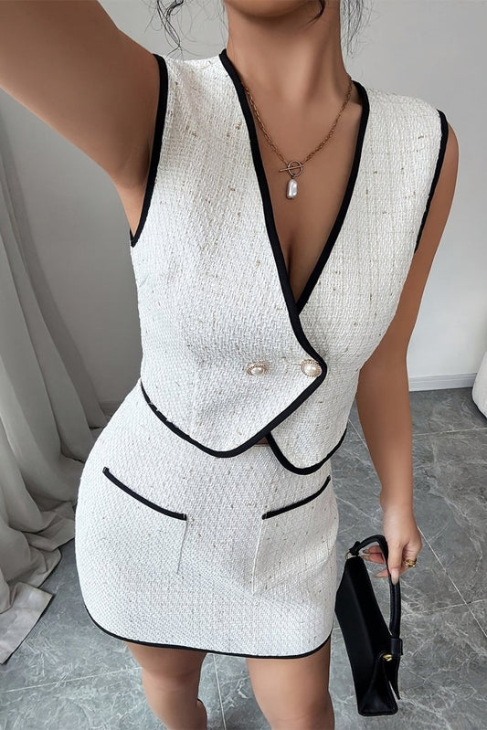 Xaya – Refined Sleeveless Top and A-Line Skirt with Pocket Detail