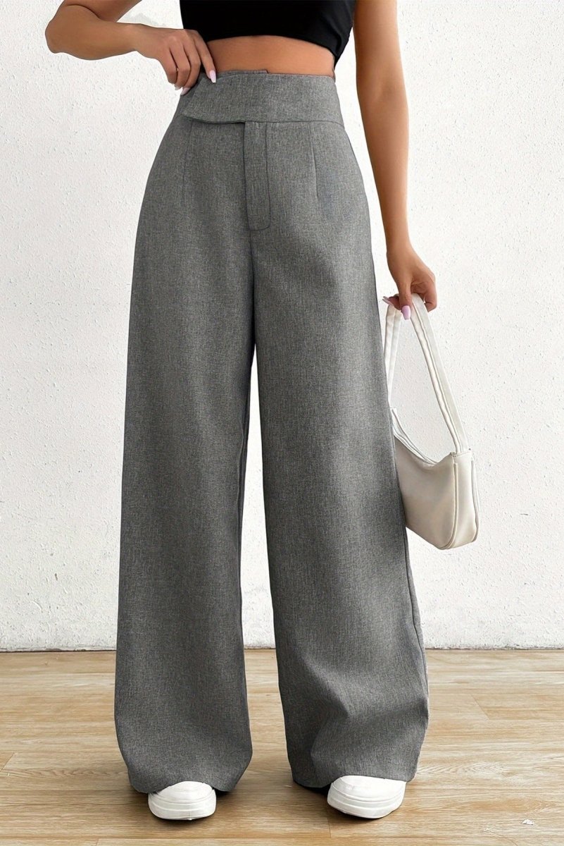 KAZMIRA – Elegant Asymmetrical Waist Wide-Leg Pants