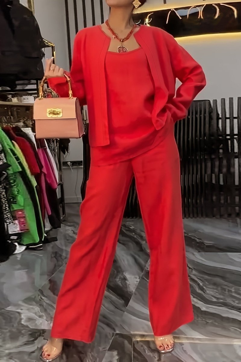 DELANCEY – Women’s Minimal Linen Solid Color Ensemble Set