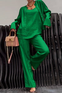 DELANCEY – Women’s Minimal Linen Solid Color Ensemble Set