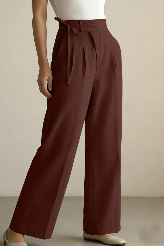 CYRELLA – Draped Wide-Leg Casual Slacks