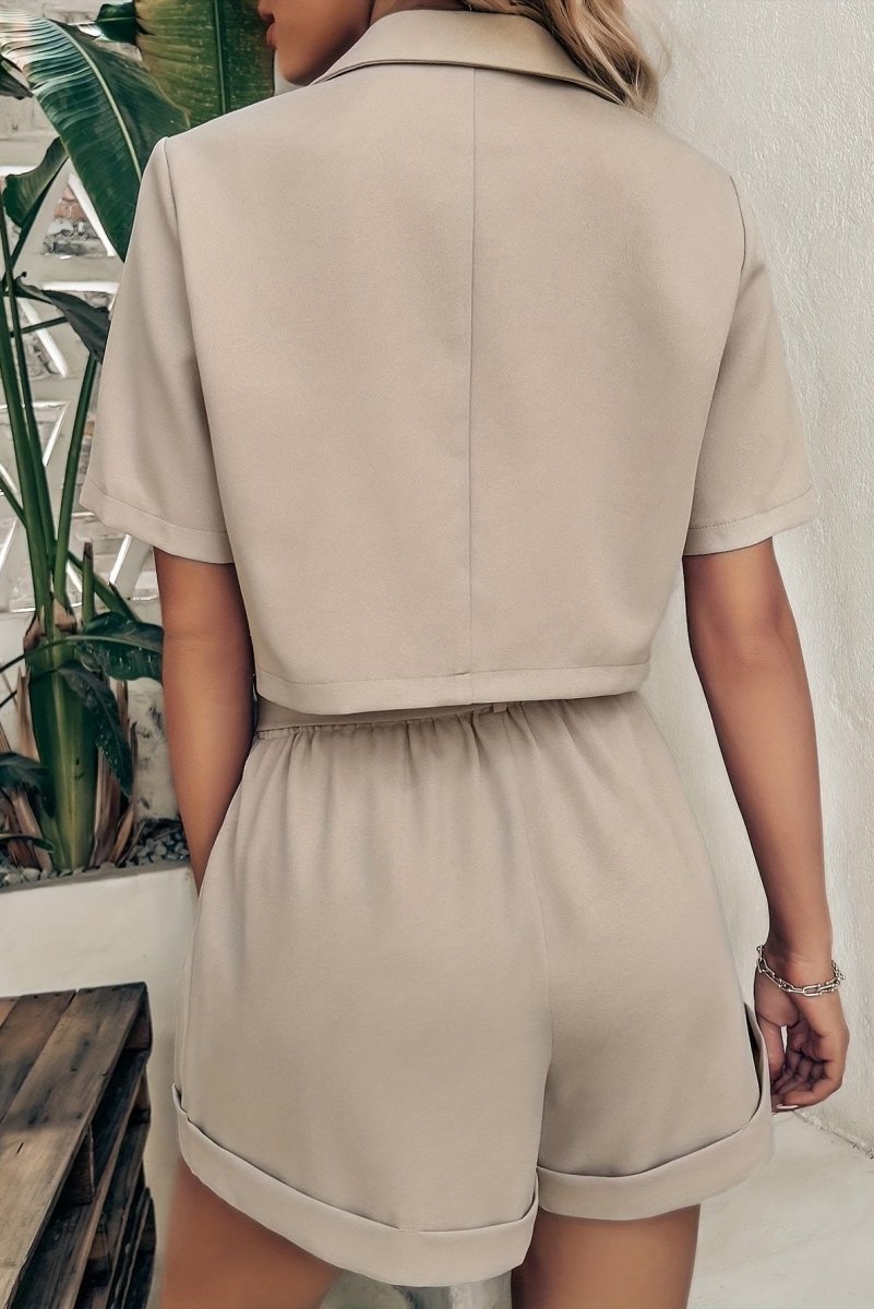 Ember – Turn-Up Collar Blazer & Drawstring Shorts Set