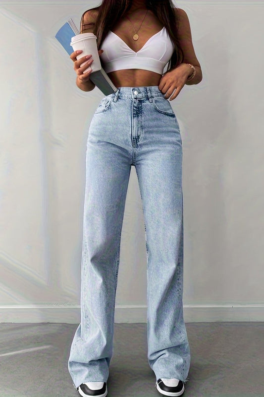 CAMBRIA – Trendy Raw Edge Denim Jeans