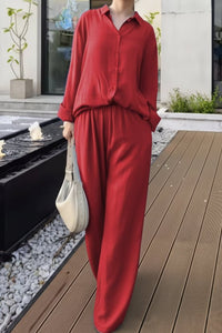 CANDACE – Plus Size Women’s Linen Long Sleeve Pant Set