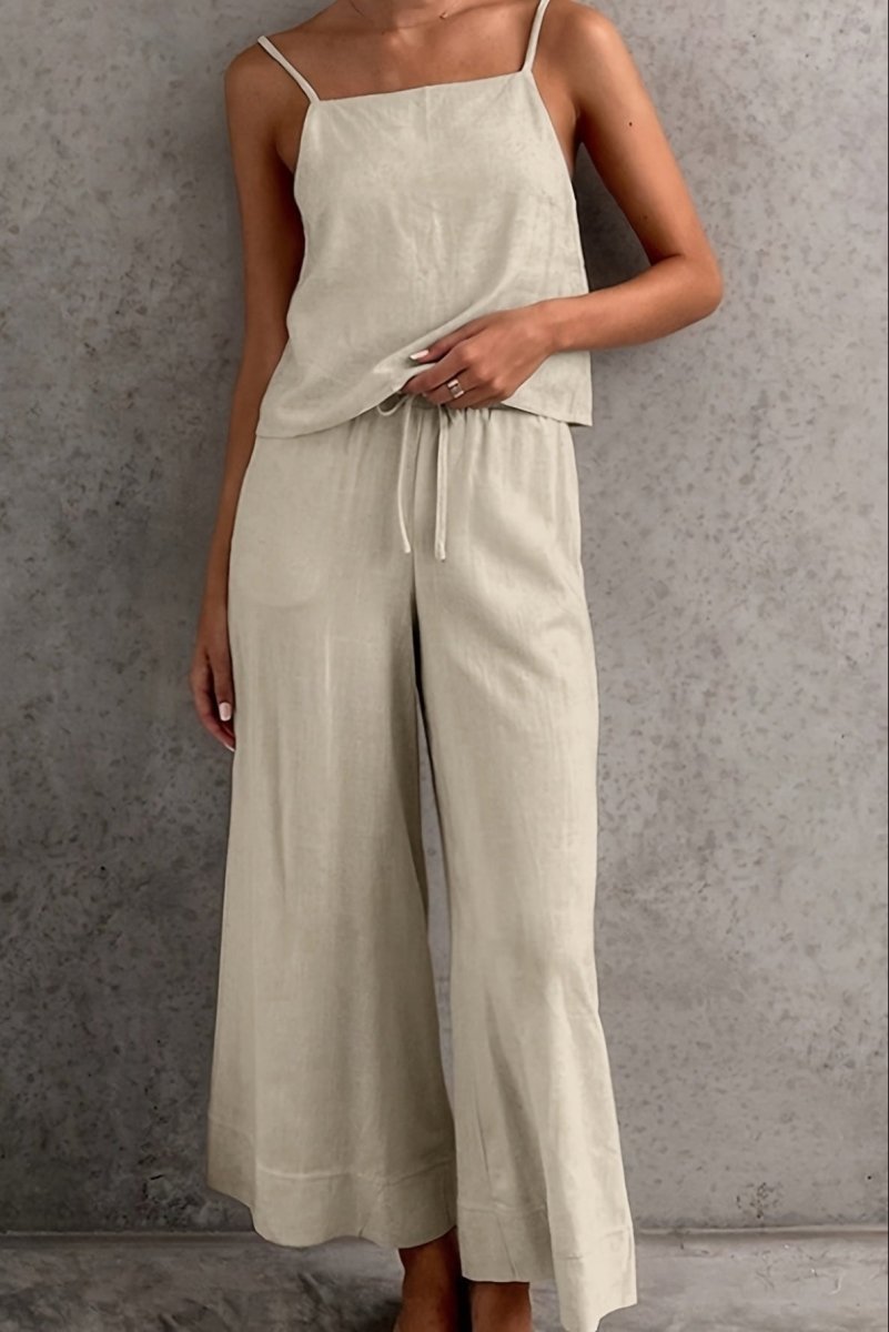 MYLENA – Sleeveless Linen Cami & Drawstring Pants