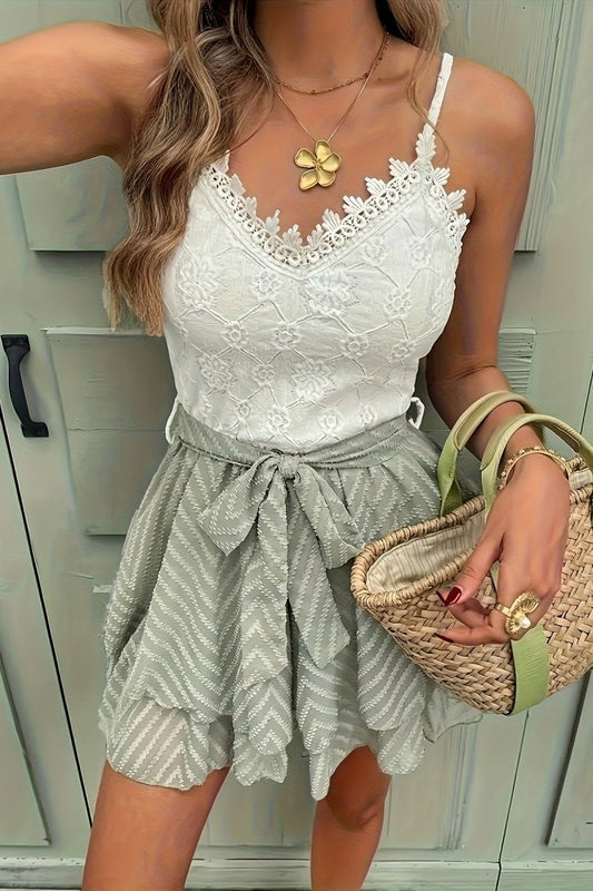 Sierra – Lace Camisole & Skirt Shorts Set