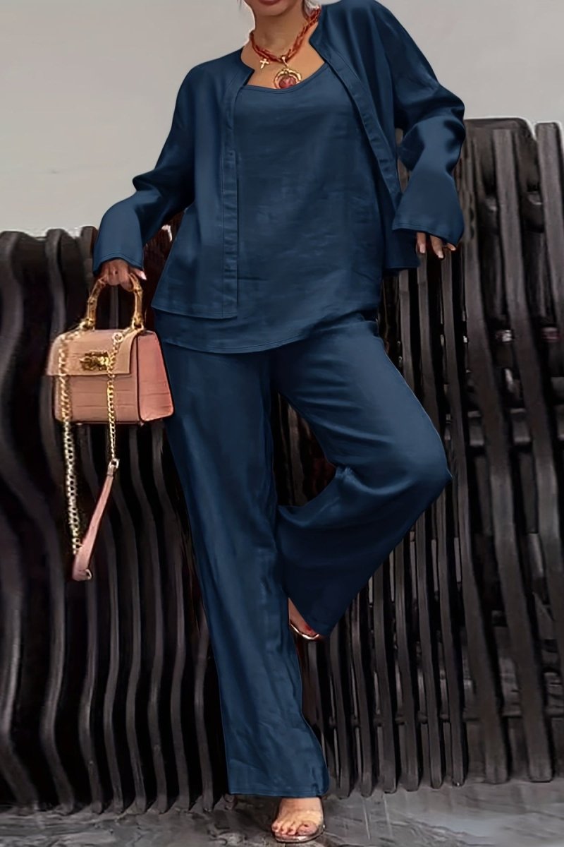 DELANCEY – Women’s Minimal Linen Solid Color Ensemble Set