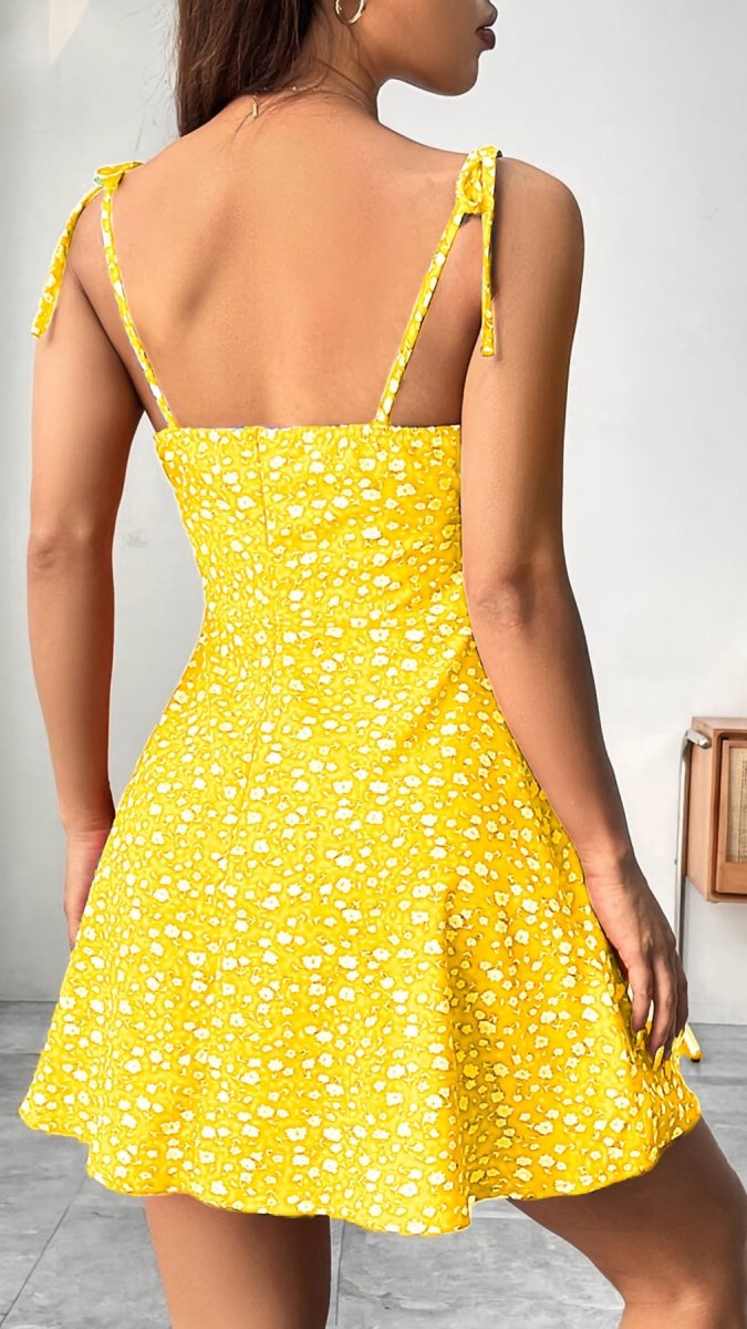 NOIRVIA - Women’s Floral Tie Strap Fit and Flare Mini Dress