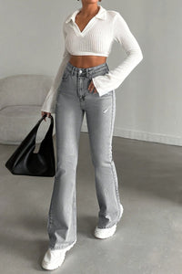 REXELLA – Contour Fit Ripped Flare Jeans