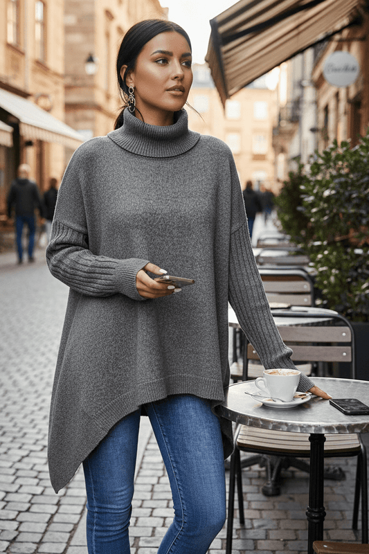 FLEURÉ – Cozy Oversized Turtleneck Knit Sweater for Relaxed Comfort and Style