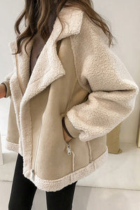 Gilda – Modern Suede Winter Coat with Sculpted Shoulders and Charm